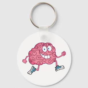 Running Brain Cartoon Character Key Ring