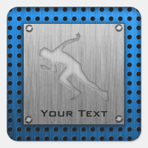 Running; Brushed Metal-look Square Sticker