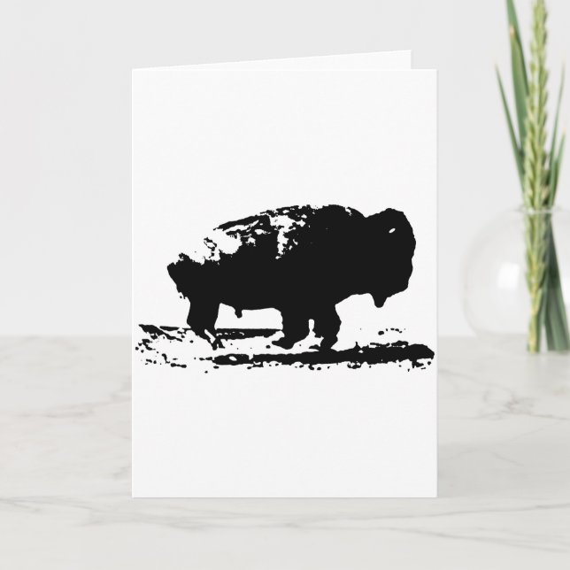 Running Buffalo Bison Pop Art Card (Front)