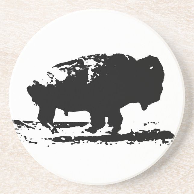 Running Buffalo Bison Pop Art Coaster (Front)
