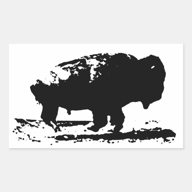 Running Buffalo Bison Pop Art Rectangular Sticker (Front)
