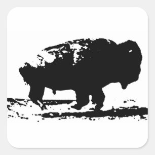 Running Buffalo Bison Pop Art Square Sticker