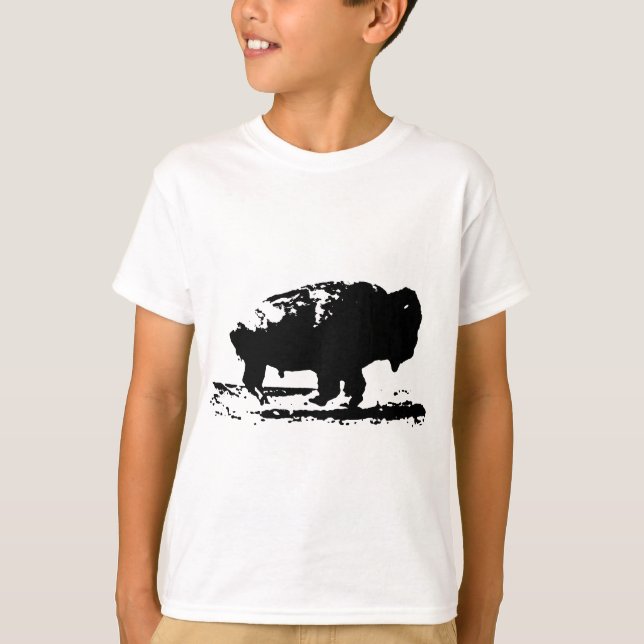 Running Buffalo Bison Pop Art T-Shirt (Front)