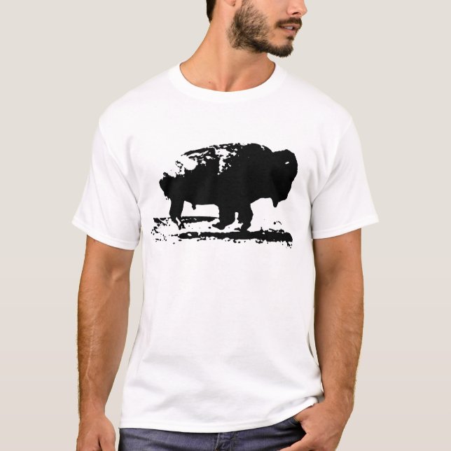 Running Buffalo Bison Pop Art T-Shirt (Front)