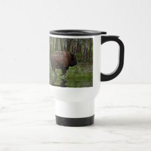 Running Buffalo & Forest, Bison-lover's Design Travel Mug