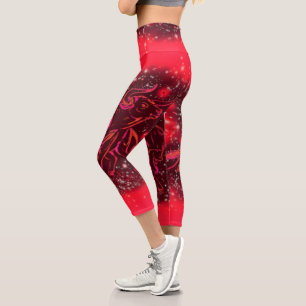 Running Bull Capri Leggings In Red Starry Night