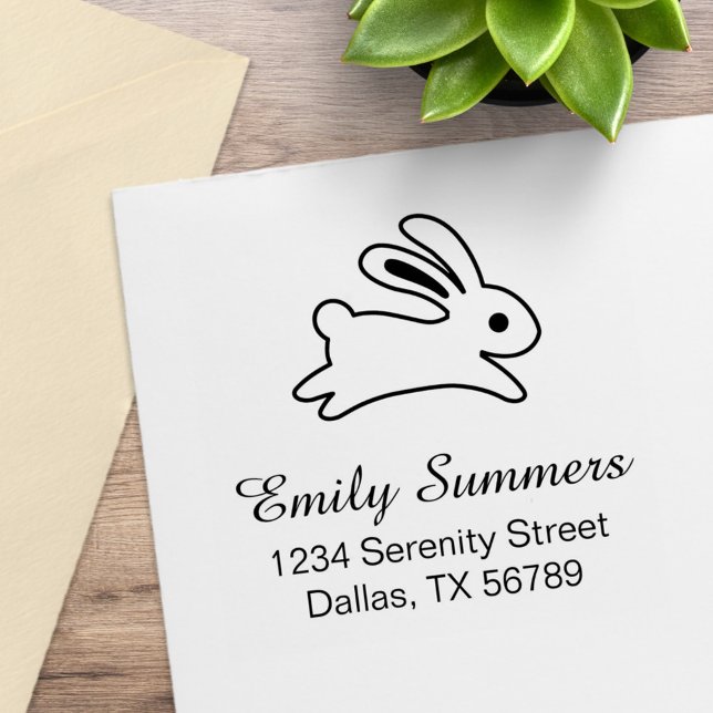Running Bunny Rabbit Address Rubber Stamp (Creator Uploaded)