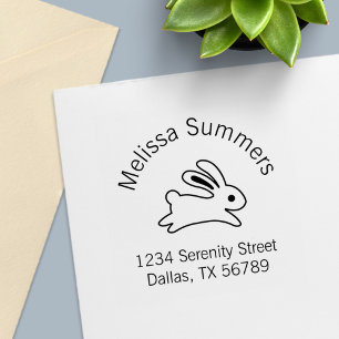 Running Bunny Rabbit Address Self-inking Stamp