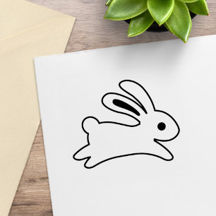 Running Bunny Rabbit Colour Me Rubber Stamp