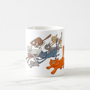 Running Cats Pattern Whimsical Kittens Coffee Mug