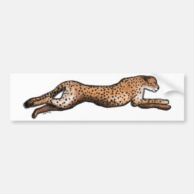Running Cheetah Art Bumper Sticker (Front)