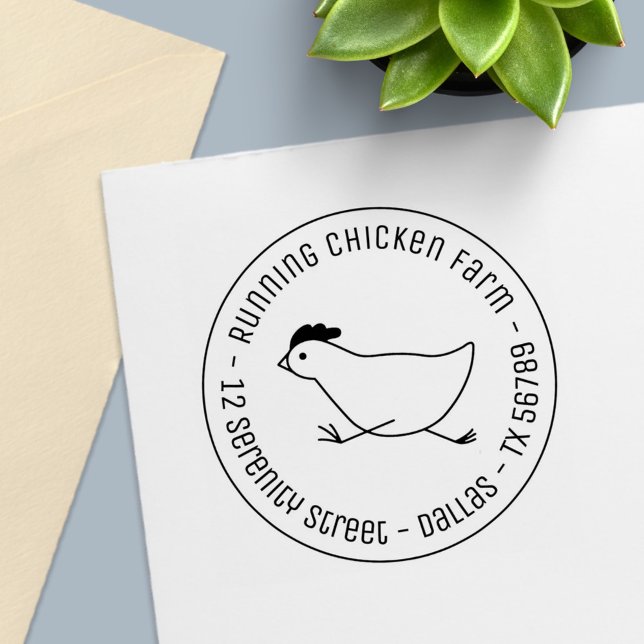 Running Chicken Business Address Egg Carton Self-inking Stamp (Creator Uploaded)