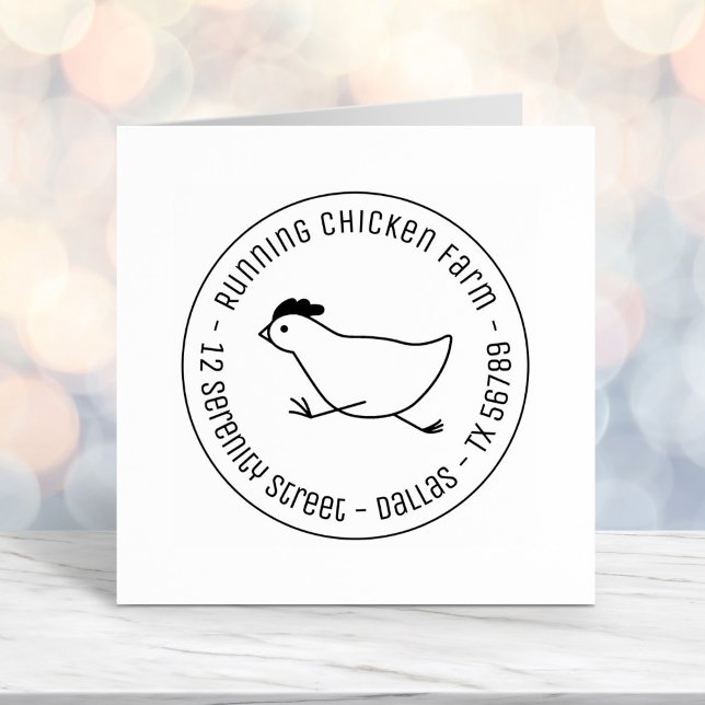 Running Chicken Business Address Egg Carton Self-inking Stamp (Creator Uploaded)