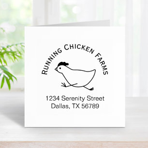 Running Chicken Business Logo Address Egg Carton Rubber Stamp