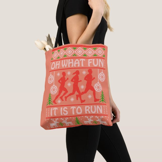 Running Christmas Gift Idea What Fun It Is To Run Tote Bag (Close Up)
