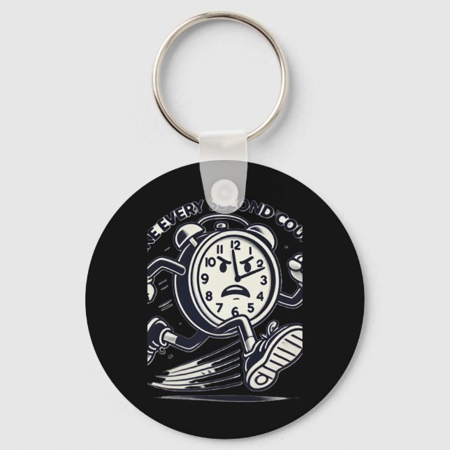 Running Clock Make Every Second Count Sticker  Key Ring (Front)
