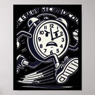 Running Clock Make Every Second Count Sticker Poster
