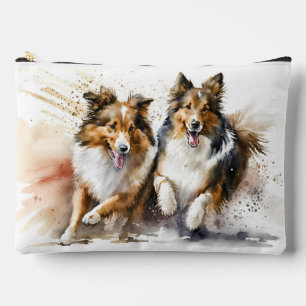 Running Collie Dogs Accessory Pouch