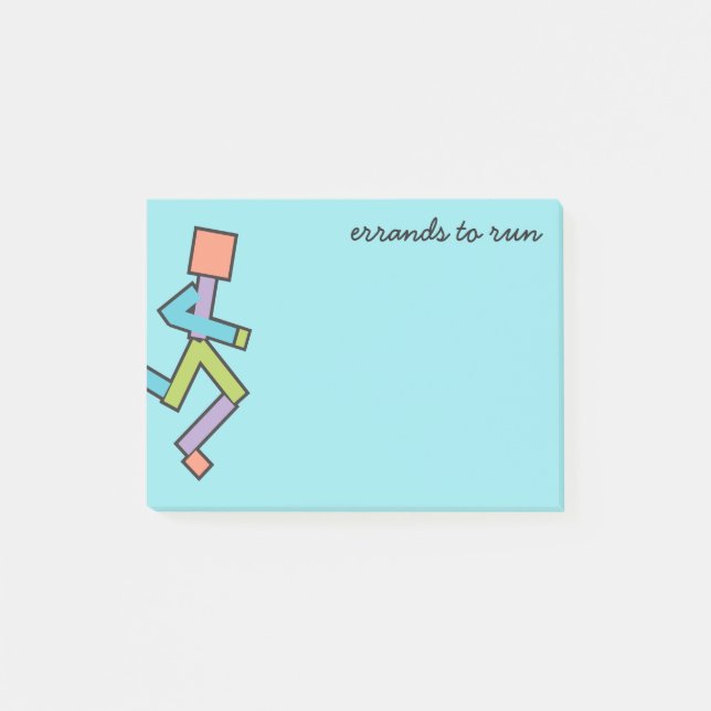 Running Colourful Funny Runner Text Template Post-it Notes (Front)