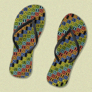 Running colourful lettering pattern thongs