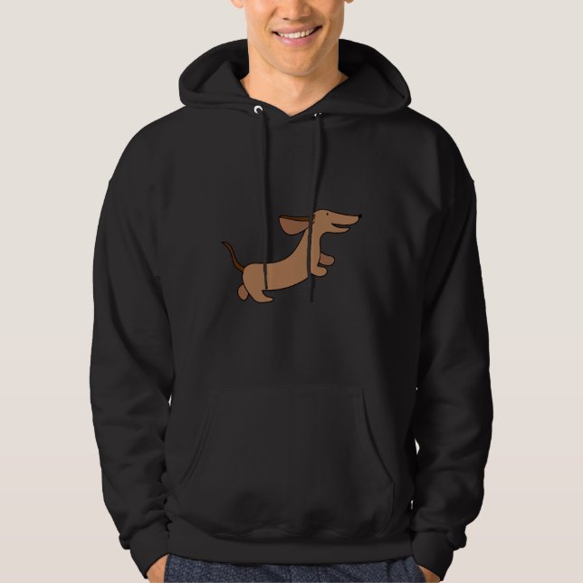 Running Dachshund Sausage Dog Illustrated Hoodie (Front)