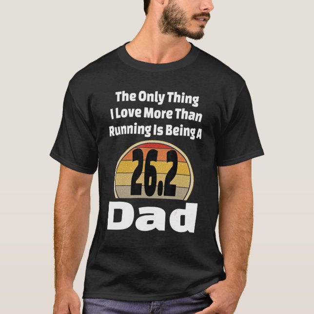 Running Dad 26 2 Full Marathon Runner Father Retro T-Shirt (Front)