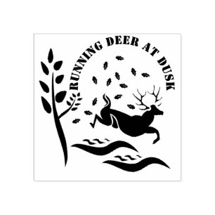 Running Dear At Dusk Rubber Stamp