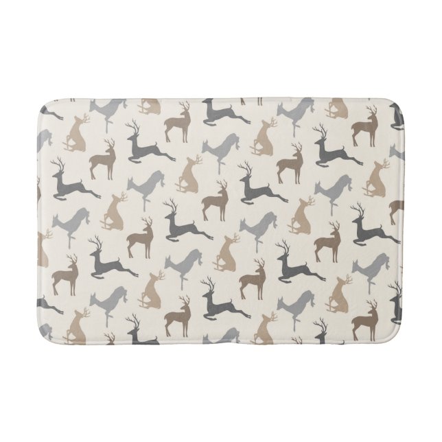 Running Deer and Buck Pattern Bath Mat (Front)