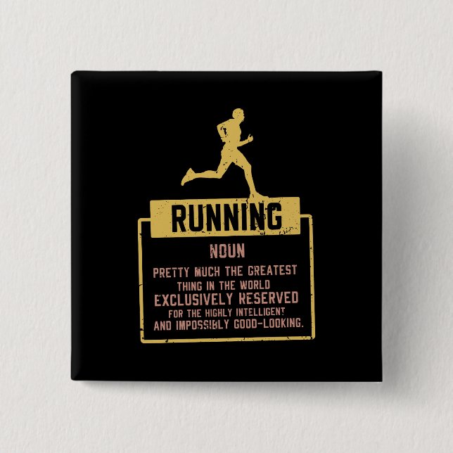 Running Definition 15 Cm Square Badge (Front)