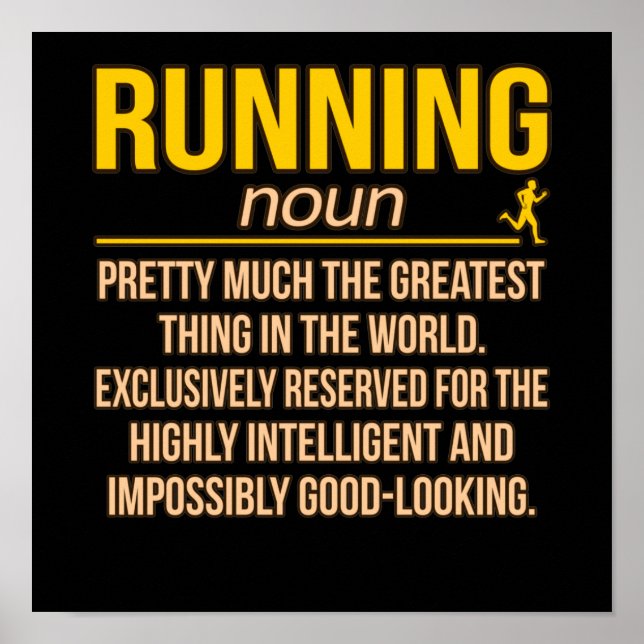 Running Definition Half Marathon Runner Fitness Gr Poster (Front)