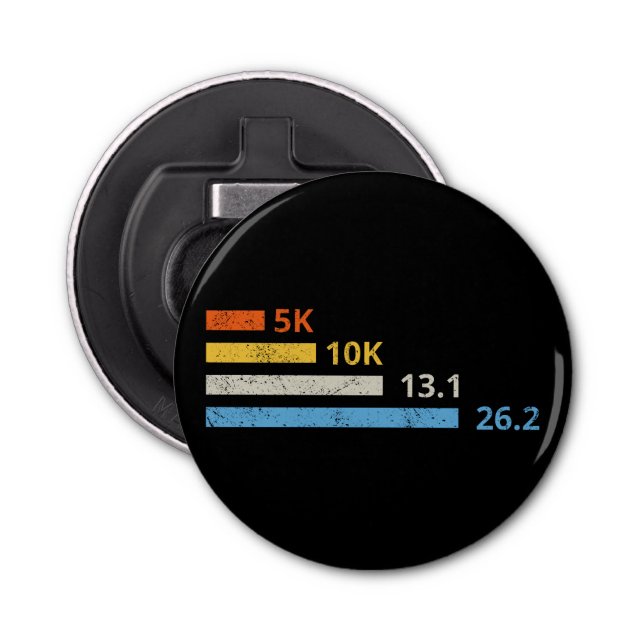 Running Distances I - 5K 10K 13.1 26.2 Marathoner Bottle Opener (Front)