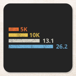 Running Distances I - 5K 10K 13.1 26.2 Marathoner Square Paper Coaster