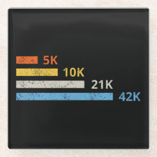 Running Distances II - 5K 10K 21K 42K Marathoner Glass Coaster