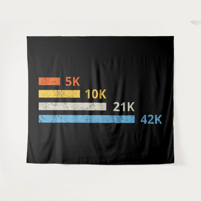Running Distances II - 5K 10K 21K 42K Marathoner Tapestry (Front (Horizontal))