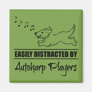 Running Dog Easily Distracted by Autoharp Players Magnet