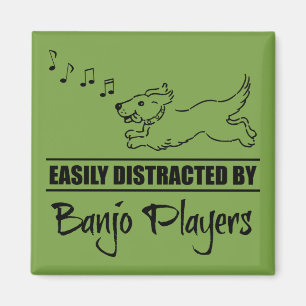 Running Dog Easily Distracted by Banjo Players Magnet