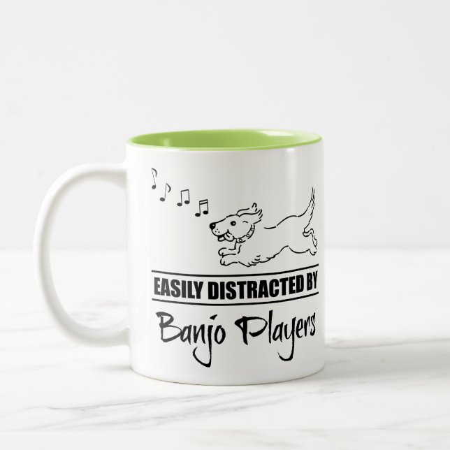Running Dog Easily Distracted by Banjo Players Two-Tone Coffee Mug (Left)