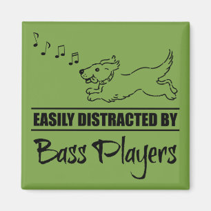 Running Dog Easily Distracted by Bass Players Magnet