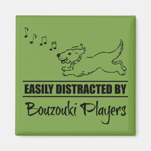 Running Dog Easily Distracted by Bouzouki Players Magnet