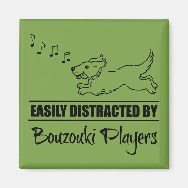 Running Dog Easily Distracted by Bouzouki Players Magnet (Front)