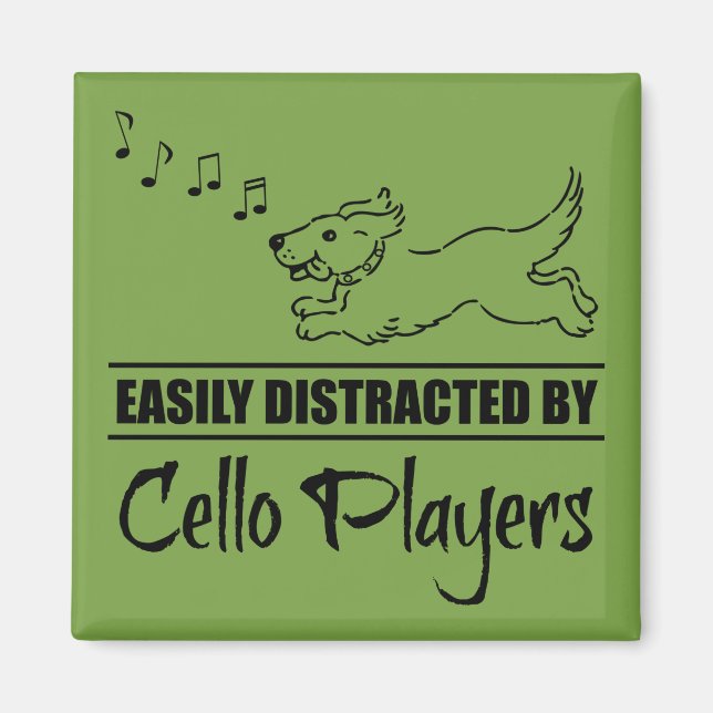 Running Dog Easily Distracted by Cello Players Magnet (Front)
