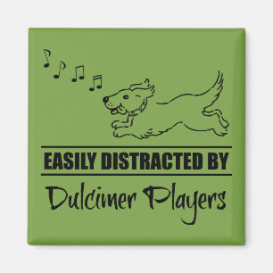 Running Dog Easily Distracted by Dulcimer Players Magnet