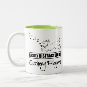 Running Dog Easily Distracted by Guzheng Players Two-Tone Coffee Mug
