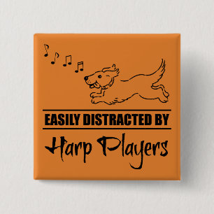 Running Dog Easily Distracted by Harp Players 15 Cm Square Badge