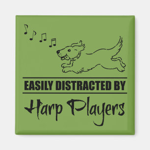 Running Dog Easily Distracted by Harp Players Magnet