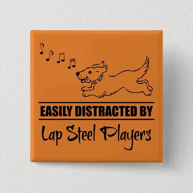 Running Dog Easily Distracted by Lap Steel Players 15 Cm Square Badge (Front)