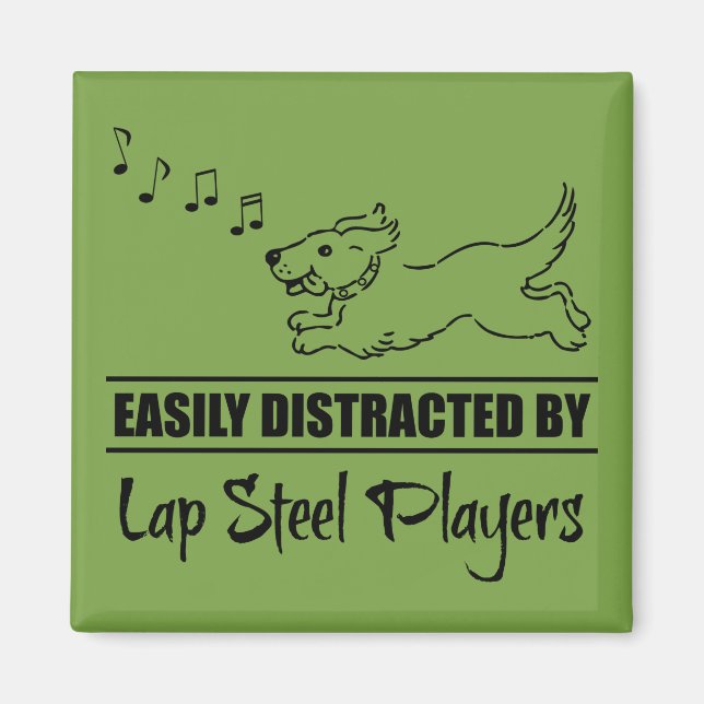 Running Dog Easily Distracted by Lap Steel Players Magnet (Front)