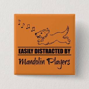 Running Dog Easily Distracted by Mandolin Players 15 Cm Square Badge