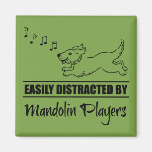 Running Dog Easily Distracted by Mandolin Players Magnet