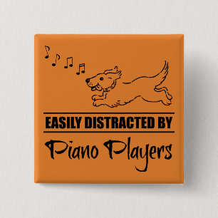 Running Dog Easily Distracted by Piano Players 15 Cm Square Badge